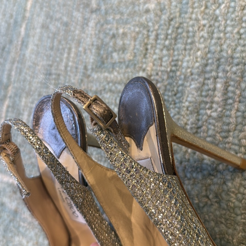 Jimmy Choo Sparkly Silver Heels - Picture 9 of 15